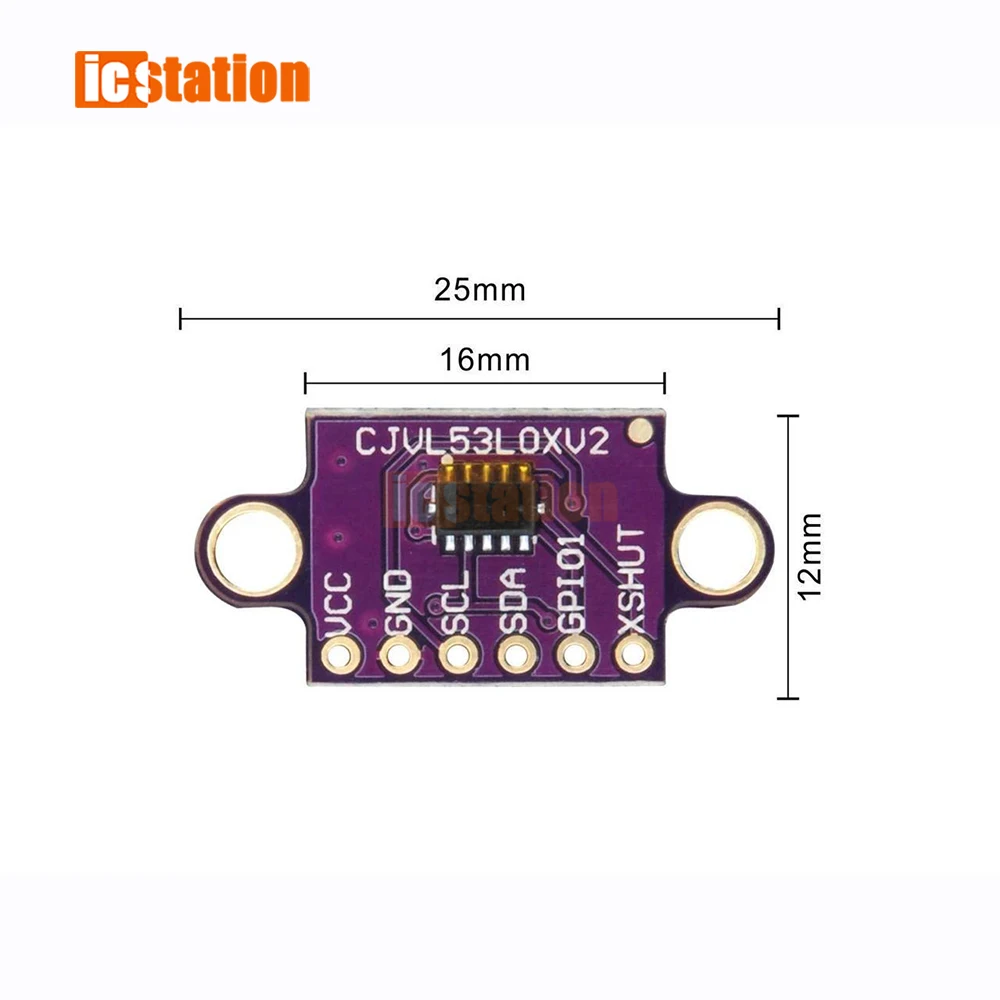 VL53L0X Time-of-Flight (ToF) Laser Ranging Sensor Breakout 940nm GY-VL53L0XV2 Laser Distance Module I2C IIC