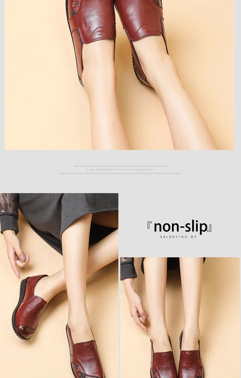 Echt leder Ballerinas Schuhe Frauen Vintage Luxus hochwertige Slipper Damen Mokassins lässig elegante Damen breite Schuhe – Detail 24