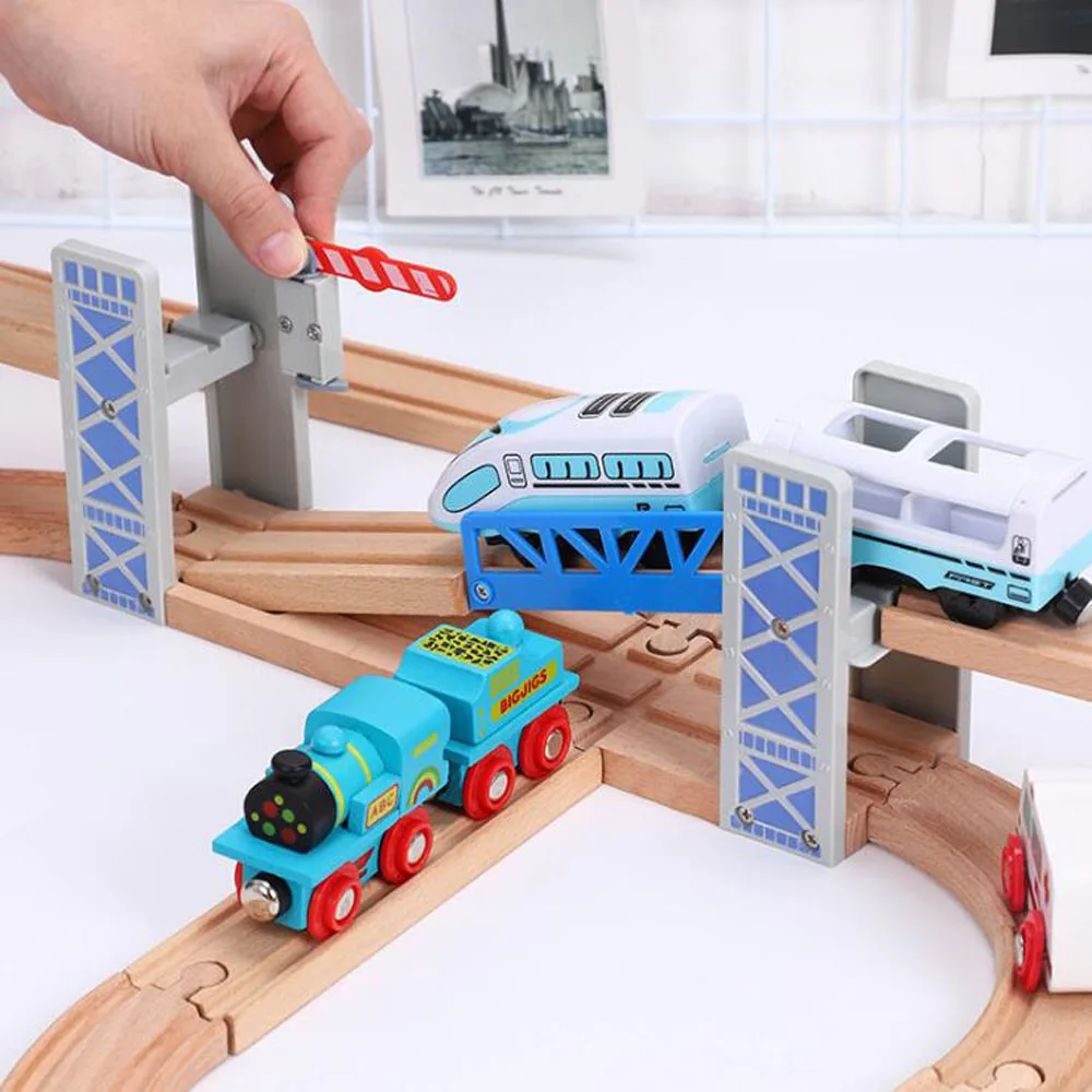 Wooden Train Tracks Railway Toys Set Wooden Double Deck Bridge Wooden Accessories Overpass Model Children\'s Toys