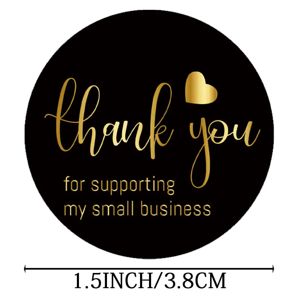 50/500pcs Black Gold Foil Thank You Cards For Supporting My Small Business Thanks Greeting Cards For Retail Store Handmade Gift