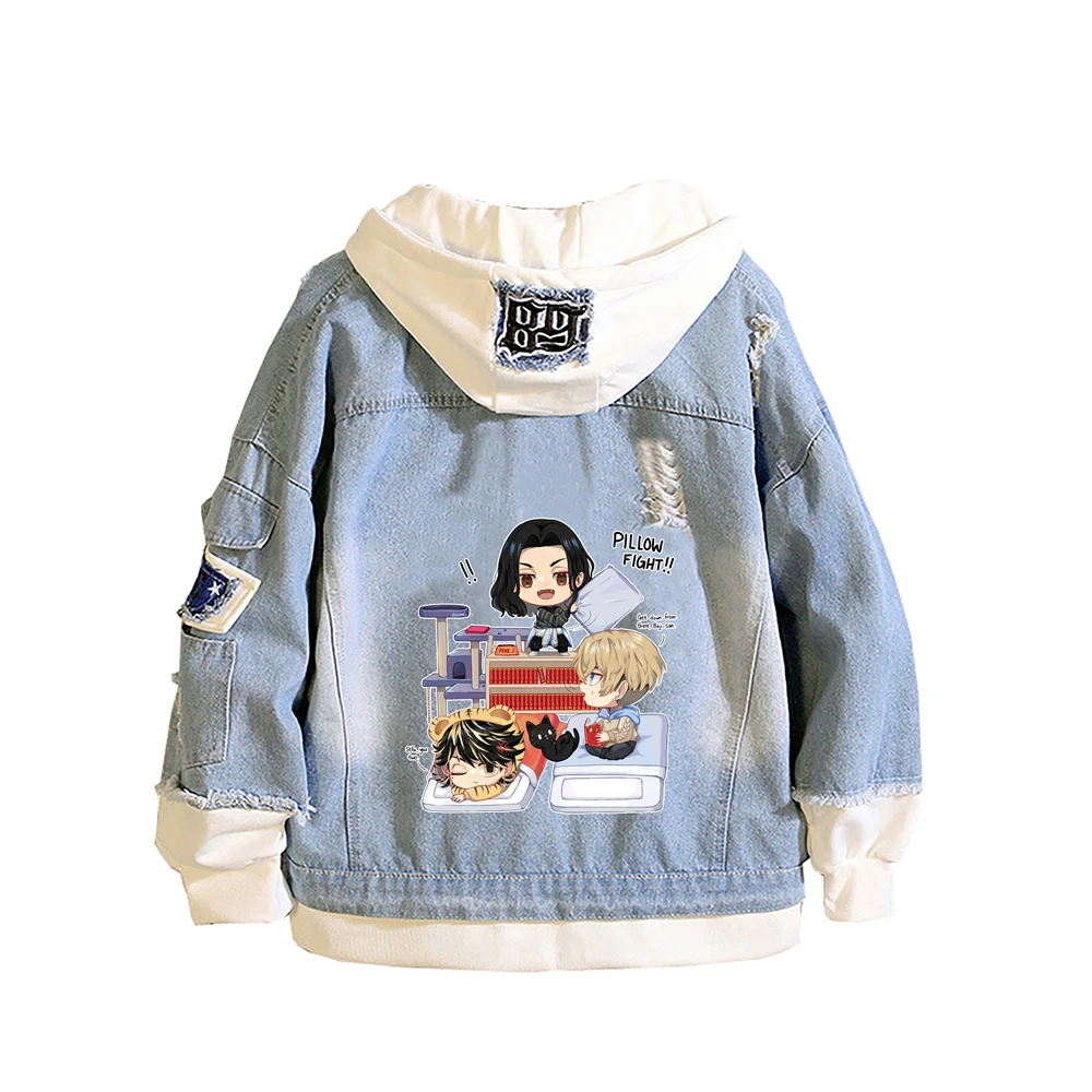 

Tokyo Revengers Women Jeans Jackets Denim Sweatshirt Anime Couple Hoodies Plus Size Cartoon Streetwear Harajuku Windbreaker
