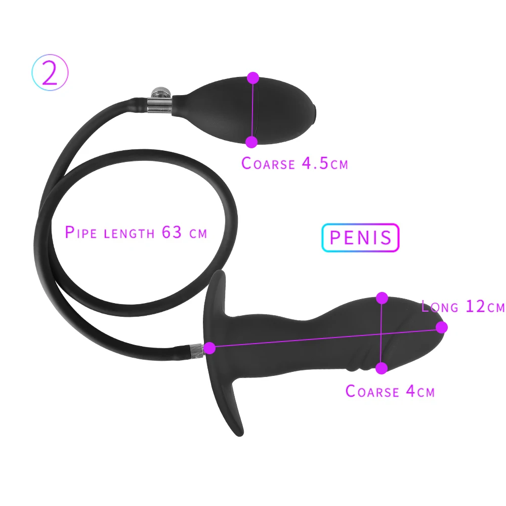 Inflatable Silicone Dildo Butt Plug Go Out Oversized Anal Plug Independent Pump Anal Dilator G-Spot Stimulator Anal Ball Sex Toy