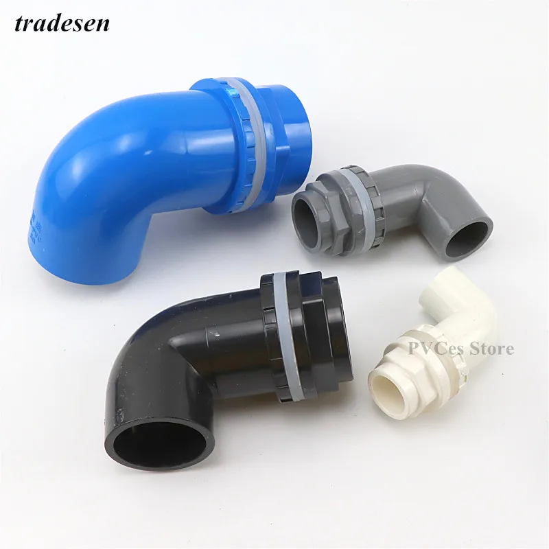 I.D20~50mm PVC Aquarium 90° Elbow Drainage Connector Fish Tank Overflow Joints Water Inlet Outlet Supply Pipe Drain Fittings