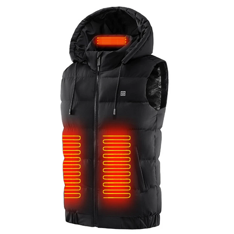 Electric Heated Vests Jacket Men Women Winter Outdoor Camping Hiking Fishing Warm Clothing USB Heating Tactical Vest With Caps