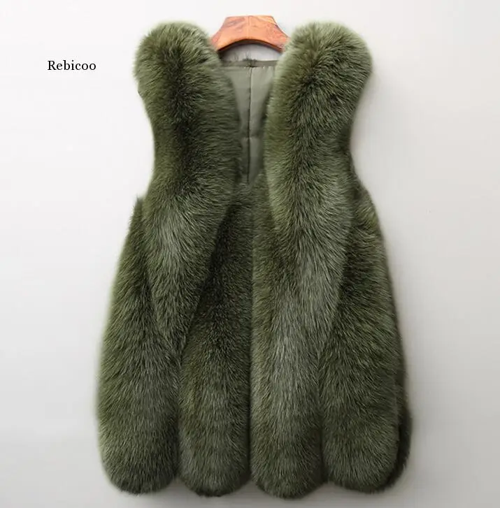 

Fur Vest women outwear jacket warm covered button faux furs winter coat women solid color sleeveless vestidos