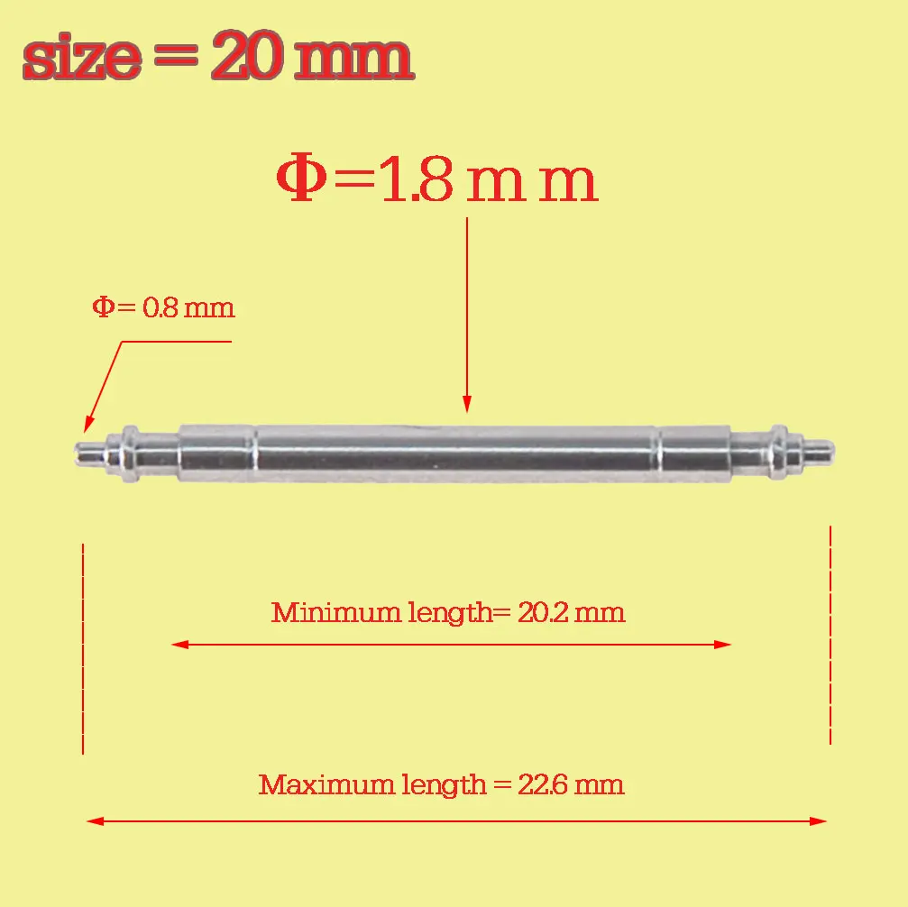 10 x WATCH SPRING BARS/PINS HIGH QUALITY 18,19,20,21,22mm,  1.8mm Thick  316 Stainless Steel