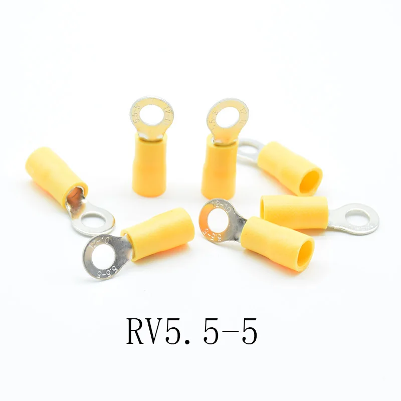 20PCS/lot RV5.5-4/5/6/8/10/12 Yellow Ring insulated terminal suit 4-6mm2 Cable Wire Connector cable Crimp Terminal  AWG