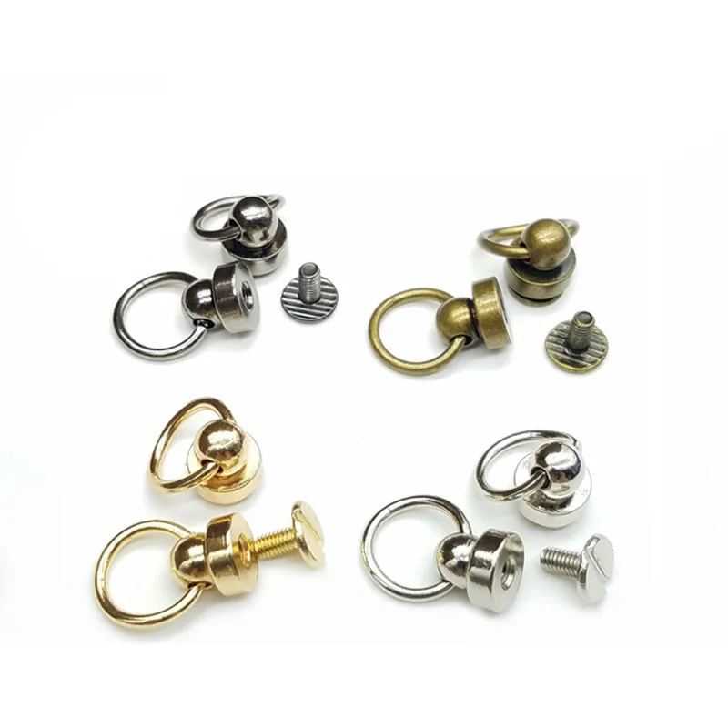 10pcs Metal Ball Post With O Ring Studs Rivets Nail Screwback Round Head Spots Spikes Leather Craft