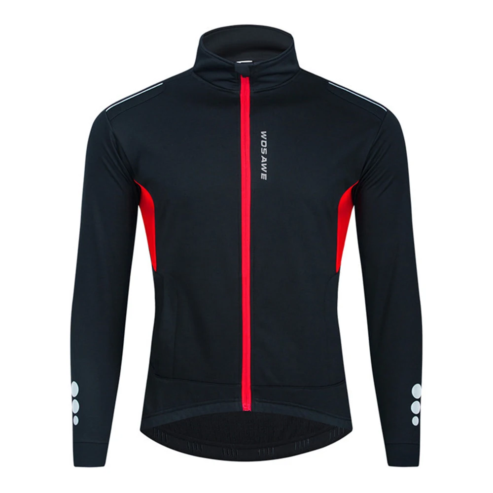 WOSAWE-Winter Warm Up Thermal Fleece Cycling Jacket, Bicycle MTB Road Bike Cloth, Windproof, Waterproof Riding Long Jersey