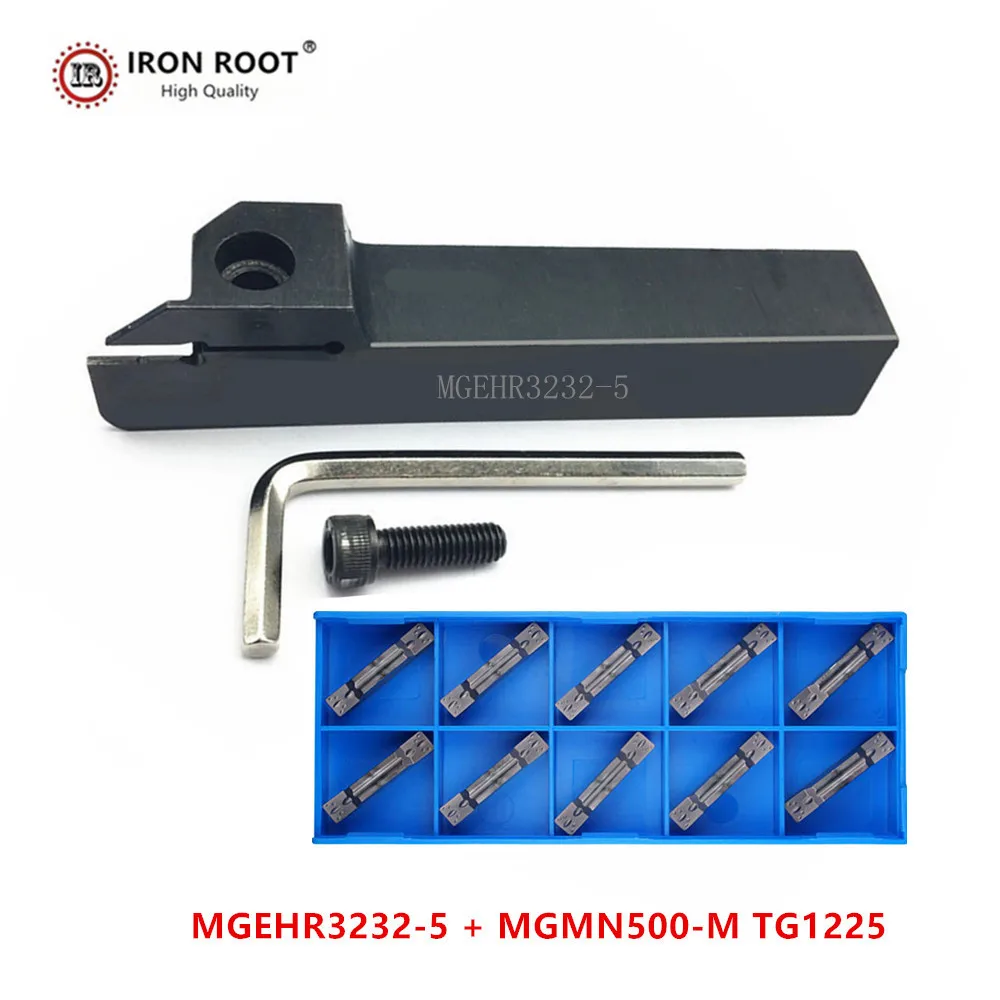 IRON ROOT 1P MGEHR3232-5 / MGEHL3232-5 Grooving Turning Tool Holder +10P MGMN500  CNC Carbide Insert for Lathe Metal Machining