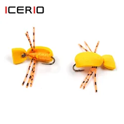 ICERIO 6PCS Orange Foam Beetle Dry Fly Tying Hook Floats Baits Trout Fishing Fly Lure