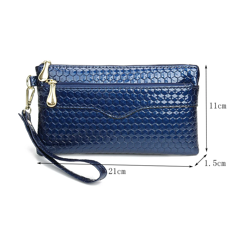 New PU Leather Women Wallet Long Wristband Clutch Women Coin Purse Female Zipper Phone Pocket Credit Card Holder Lady Money Bags
