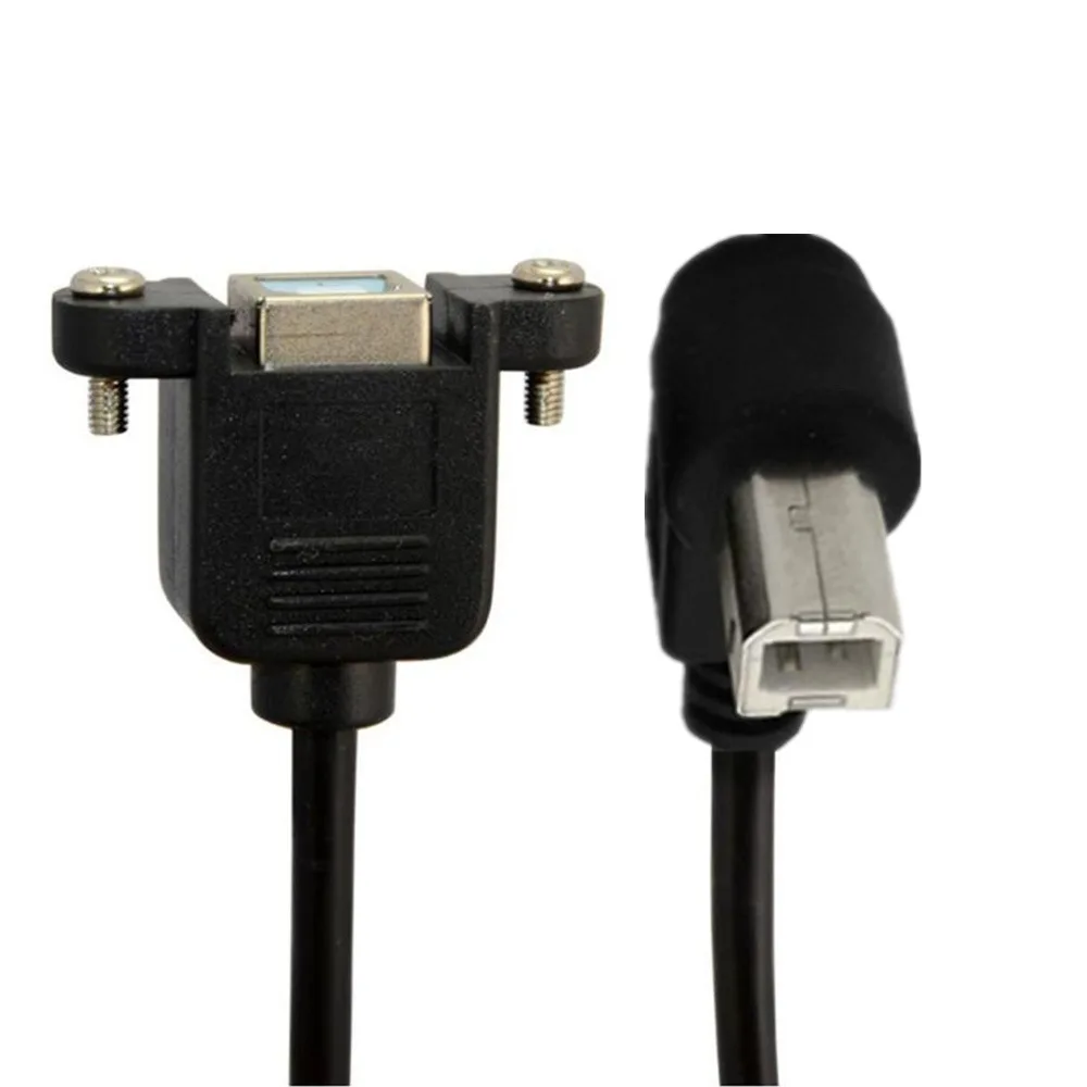 USB2.0 B Type 90 degree Up & Down & Left & Right Angled Male to Female Panel Mount Extension Cable Printer Adapter 0.5m