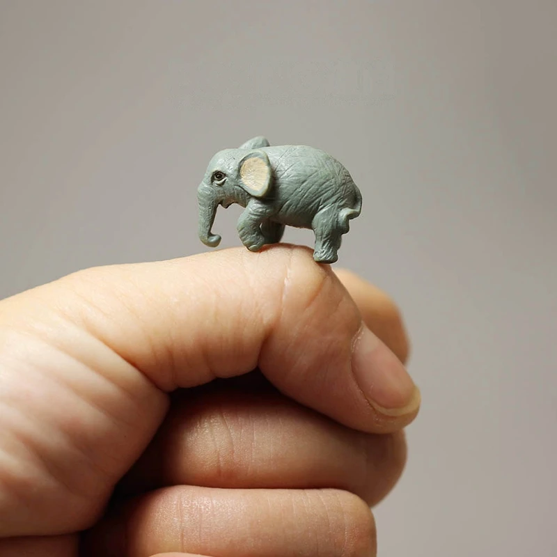 Simulation animal miniature version of super small gray elephant miniature ornaments home decorations