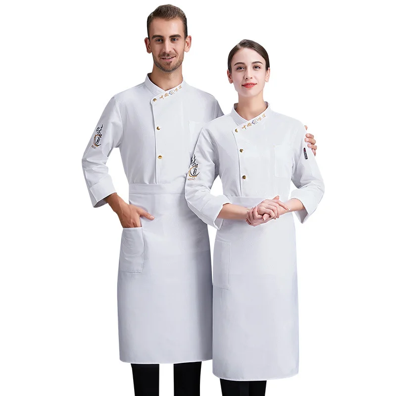 Chef Overalls Long Sleeves Restaurant Uniform Autumn and Winter Hotel Bake Shop Western Restaurant Kitchen Chef Uniform Workwear