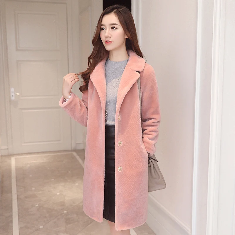 

2023 Real Autumn Female Winter Woman Coat Korean Jacket Sheep Shearing Wool Fur Coats Long Abrigo Mujer KJ024