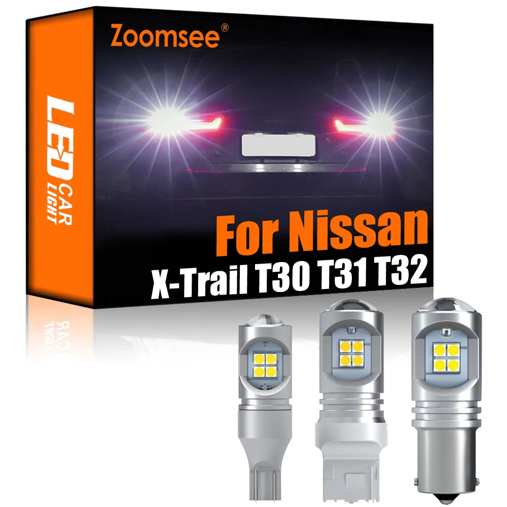 Zoomsee 2Pcs White Reverse LED For Nissan X-Trail X Trail T30 T31 T32 2001-2020 Canbus Exterior Backup Rear Tail Bulb Light Kit
