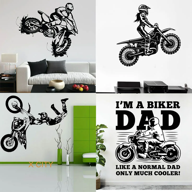 

STUNT BIKE MOTORBIKE X GAMES MX Wall Sticker MOTOCROSS DIRT BIKE Chopper Grapic Creative Vinyl Art Decal Mural Home Room Decor