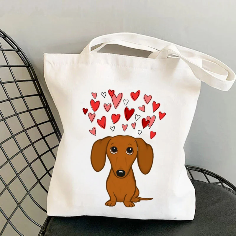 Shopper Colorful Dachshund Dog Printed Tote Bag women Harajuku shopper handbag girl Shoulder shopping bag Lady Canvas Bag