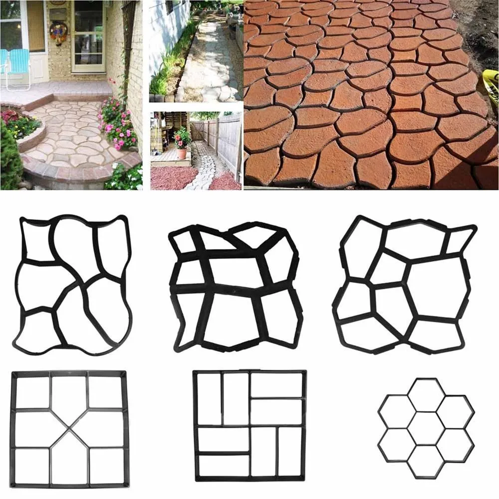 Black Plastic Making DIY Paving Mould Home Garden Floor Road Concrete Stepping Driveway Stone Path Mold Patio Maker