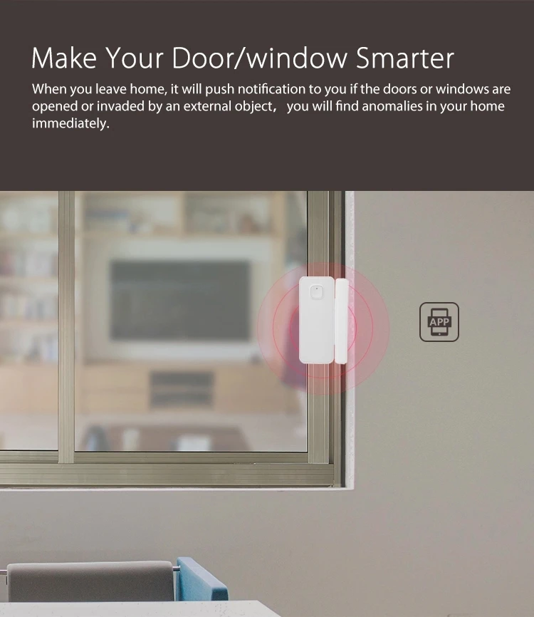 Tuya-インテリジェントwifiドア/ウィンドウセンサー,アプリ通知,ホームセキュリティアラーム
