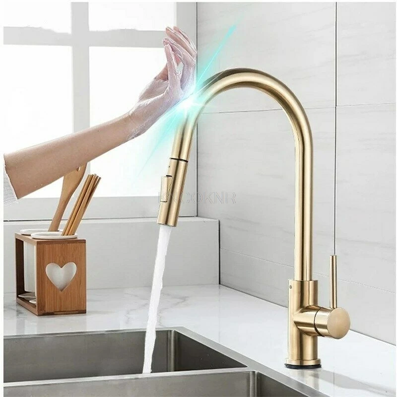 

Sensor Kitchen Faucets Pull Out Black Kitchen Faucet Stainless Steel Smart Induction Mixed Tap Touch Control Sink Tap