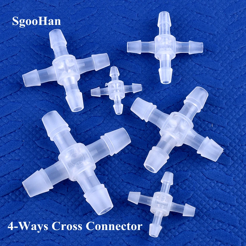 5~200pcs O.D 2.4~12.7mm Plastic Cross Connectors Garden Irrigation Pipe 4-Ways Joint Aquarium Tank Air Pump Hose Pagoda Joints