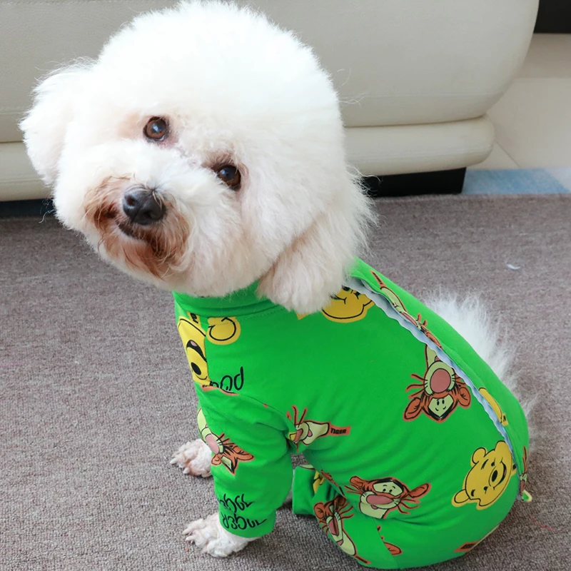 Pet Dog Jumpsuit 100%Cotton Puppy Clothes Thin Printed Overalls Protect Belly Pajamas For Small Dogs Chihuahua Poodle Home Wear