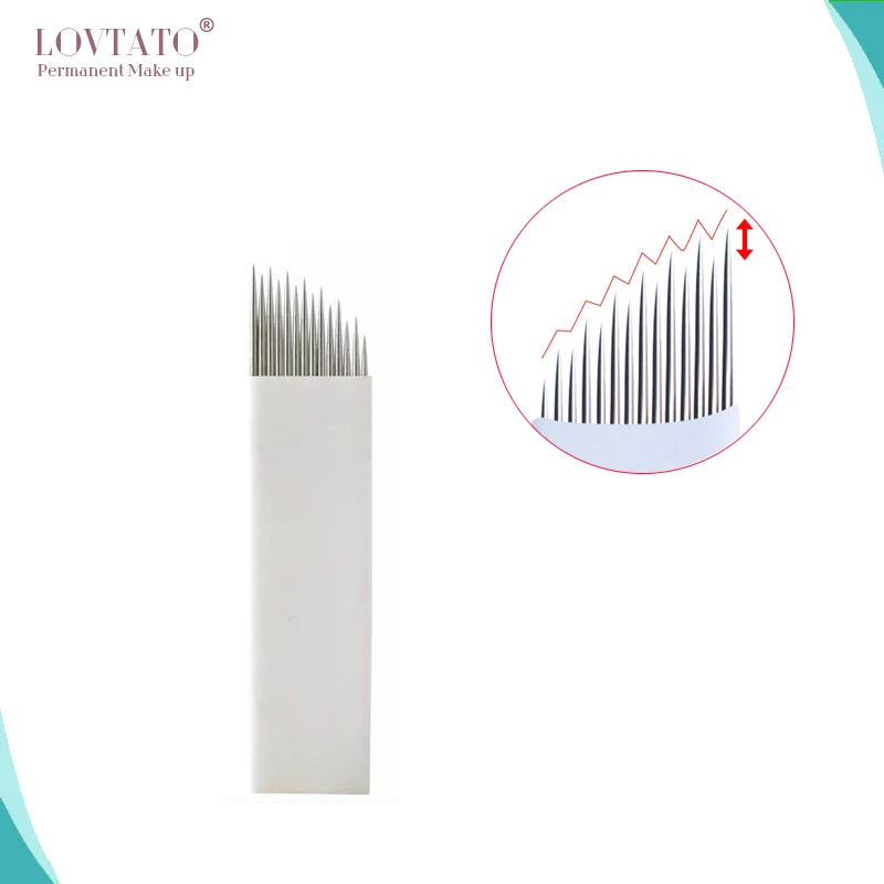 

0.18MM High-Low Tattoo Needles 14pin High And Low Arc Easy Colors Microblading Blades For Permanent Makeup Agujas OEM Tatuaje