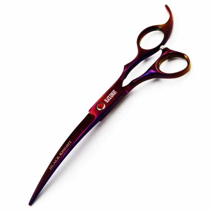 BLACK KNIGHT Professional Hairdressing Hair Scissors 7 Inch Cutting Barber Shears Curved Downward Pet Scissors Purple Style