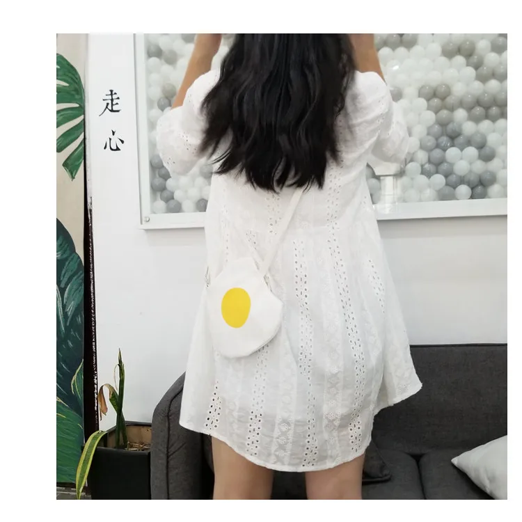 Summer Kawaii Poached Egg Packet Cute Cartoon Messenger Bag Canvas Bag Shoulder Bags Women Bag Purse Crossbody Bag Satchels