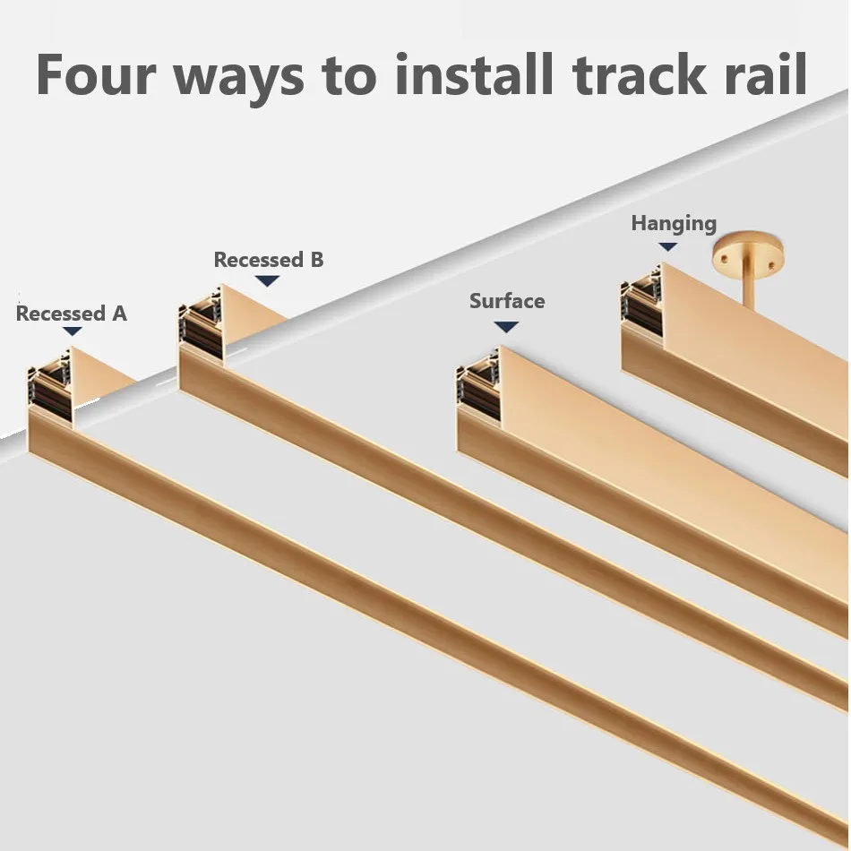 Gold LED Magnetic Track Light System Recessed Surface Mounted Ceiling Magnet Rail No Main Lighting For Living Room Corridor