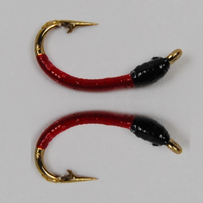 ICERIO 6PCS Red Body Larva Nymphs Trout Fly Fishing Lures #14