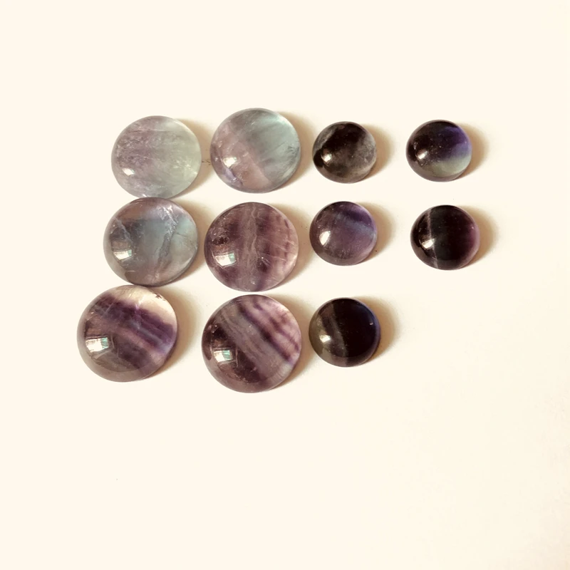 Wholesale 4pcs/lot Rainbow Fluorite Bead cabochon 8mm 10mm 12mm 14mm 16mm 20mm Round Gem stone Cabochon Ring Face