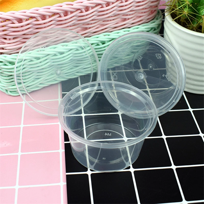 5/10pcs 100ml Disposable Plastic Takeaway Sauce Cup Containers Food Storage Box With Lids Pigment Paint Box Palette Reusable