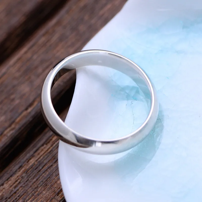 Couples 925 Sterling Silver Simple Engraved Ring, Unisex