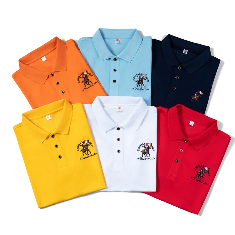 Casual Polo Shirt men Summer New synthetic fiber Mens Short Sleeve Polo Shirt mens Embroidered Business Men\'s Polo Shirt 17314XL