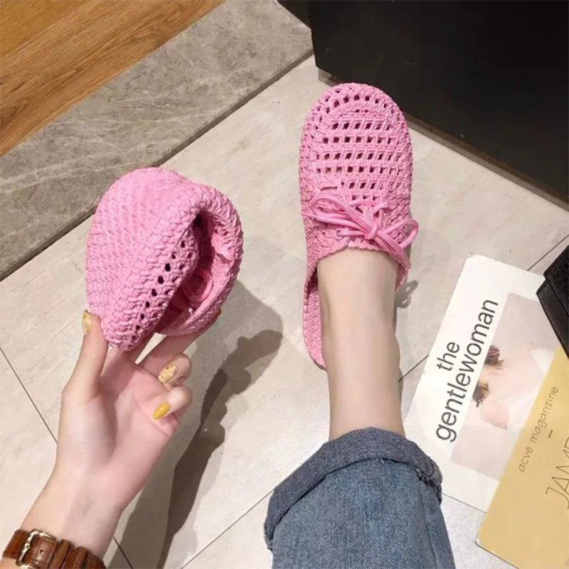 Summer Women\'s Openwork Slippers Woman Non-slip Slides Female Hollow Out Breathable Flat Women Home Indoor Shoes Big Size