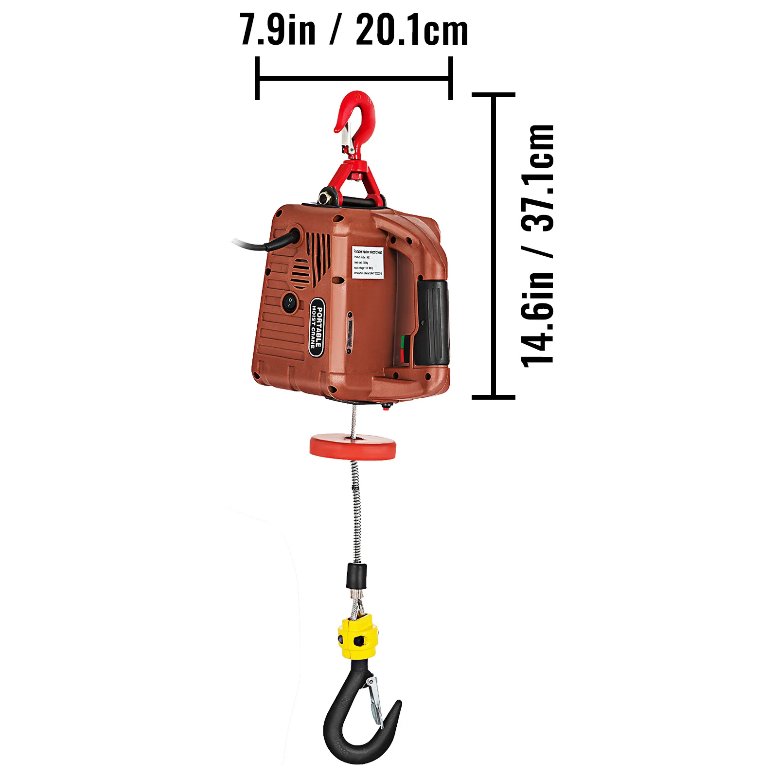 VEVOR-Mini cabrestante eléctrico portátil, grúa con cable de CA, 500Kg, 110V, 885000 M, con Control remoto
