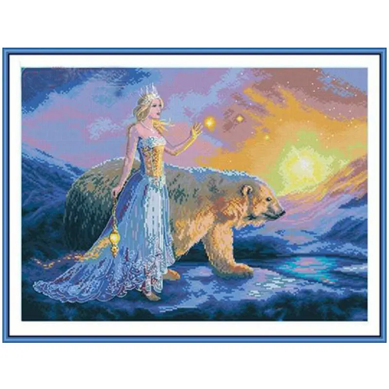 Snow Queen and Polar Bear patterns Counted Cross Stitch 11CT 14CT 18CT DIY Chinese Cross Stitch Kits Embroidery Needlework Sets