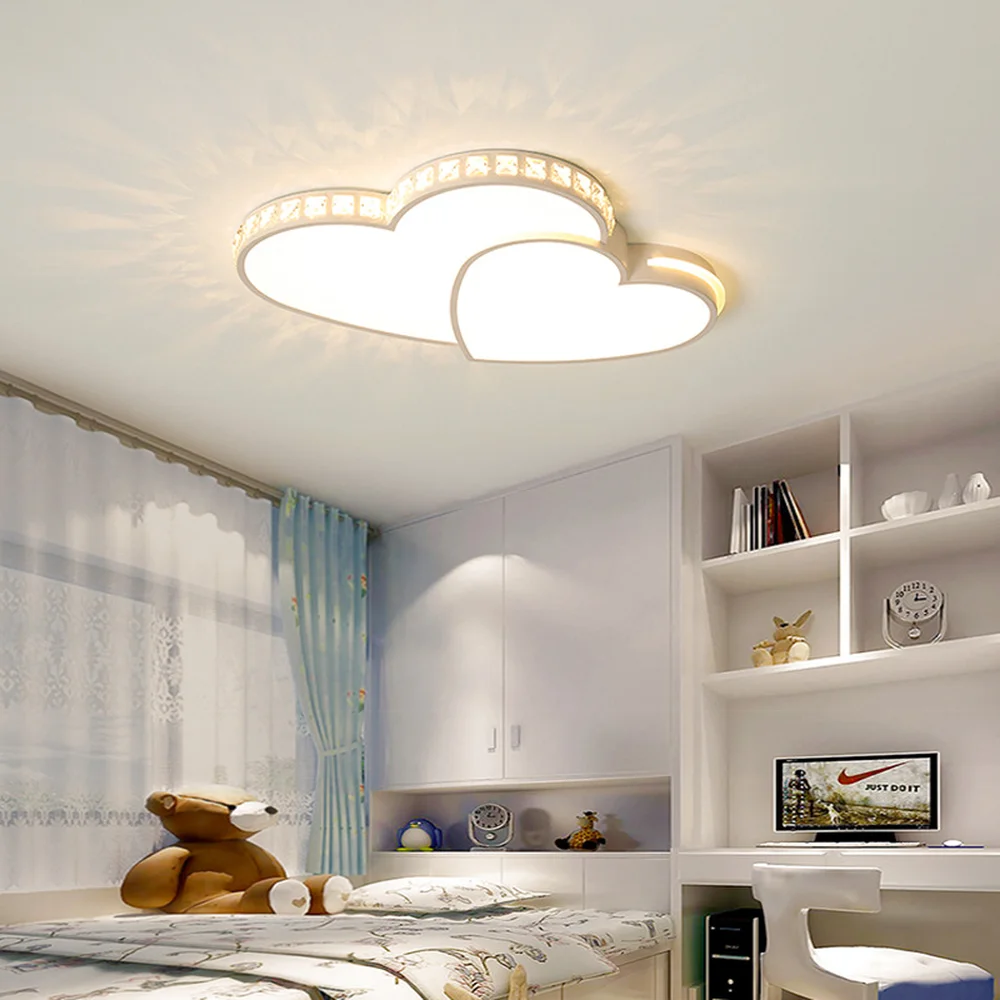 

Simple modern bedroom lamp romantic heart room ceiling lamp creative crystal warm wedding room LED lighting LM5231152