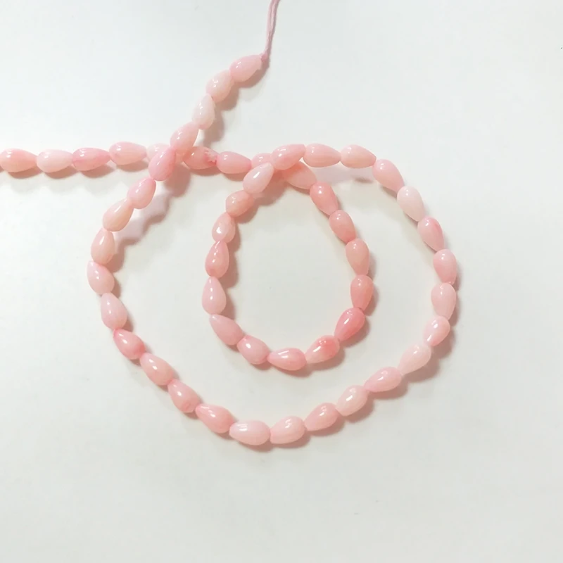 New 4*6MM 40pieces/bag Pink Coral Water Drop Shape Beads for DIY Necklace Bracelet Jewelry Making Accessories