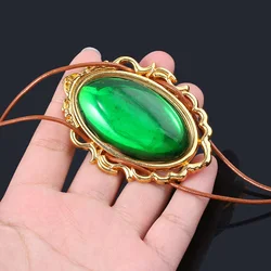 Violet Evergarden Green Crystal Necklace Energy Statement Necklaces & Pendants Rope Chain for Women Men Cosplay Jewelry