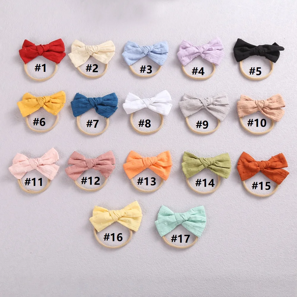 34pcs Baby Cotton Hair Bows Nylon Headbands,Newborn Thin Nylon Turban Traceless Infant Hairband Girls New Trand Hair Accessories