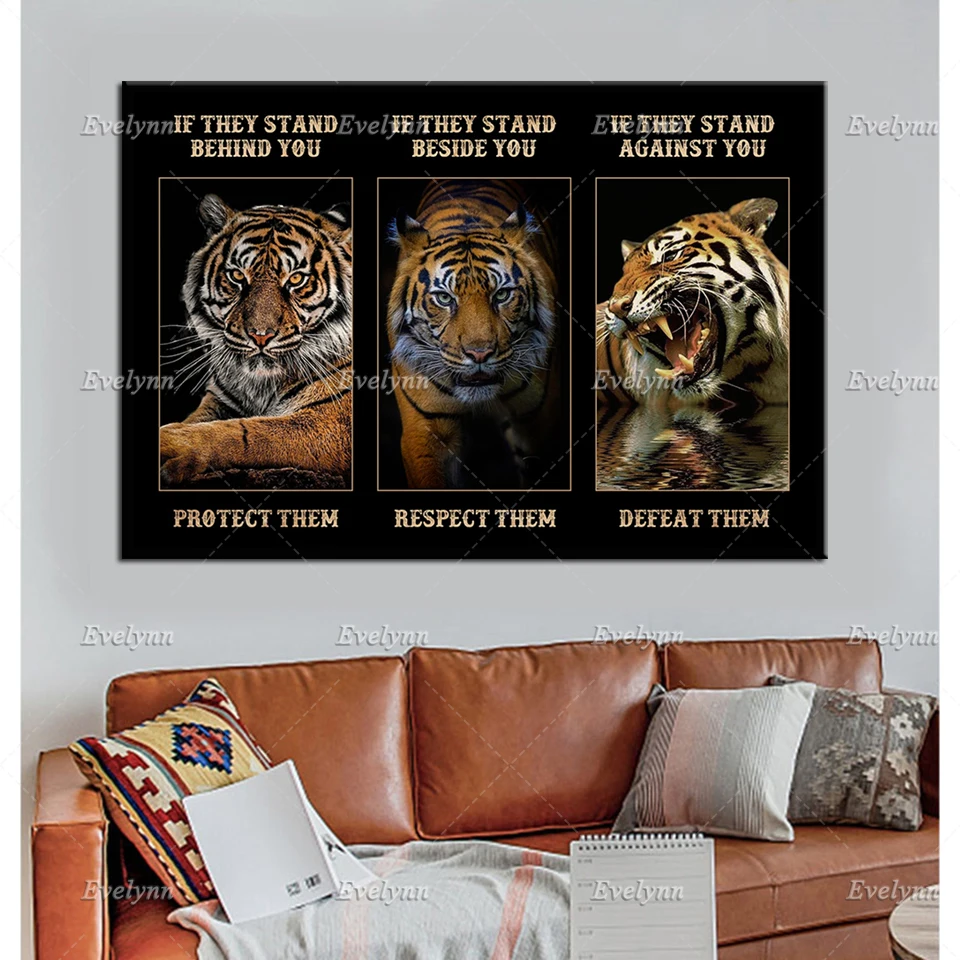 Tiger Poster Wildlife Lovers Gifts If They Stand Behind You Protect Them Canvas Wall Art Print Home Living Decor Poster