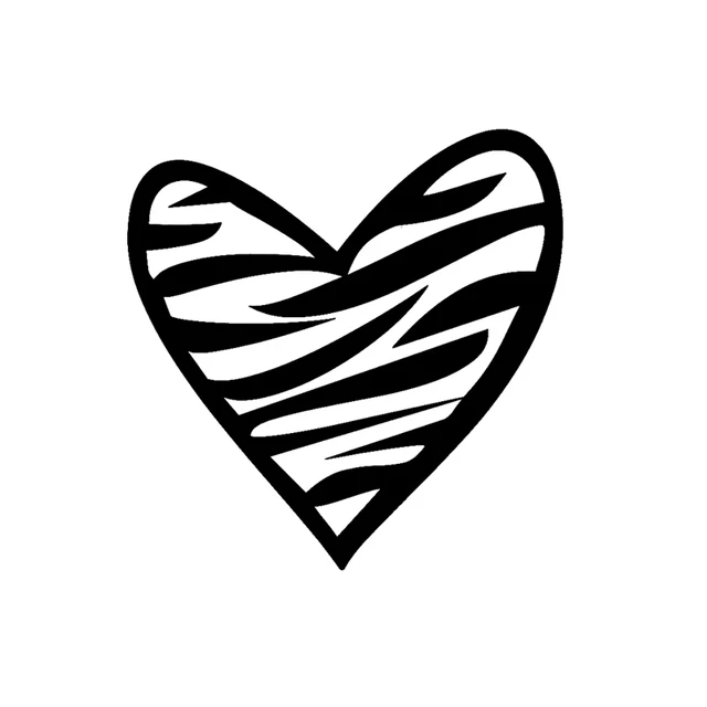 

15.4CM*15.5CM Interesting ZEBRA HEART Love Graphical For Car Sticker Vinyl Decal