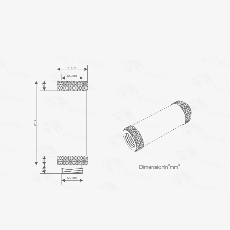 Bykski 50 mm Stecker auf Buchse, Wasserkühlungsanschlüsse, Zubehör-Extender, Schwarz, Silber, Gold, Weiß, G1/4 Zoll, B-EXJ-50