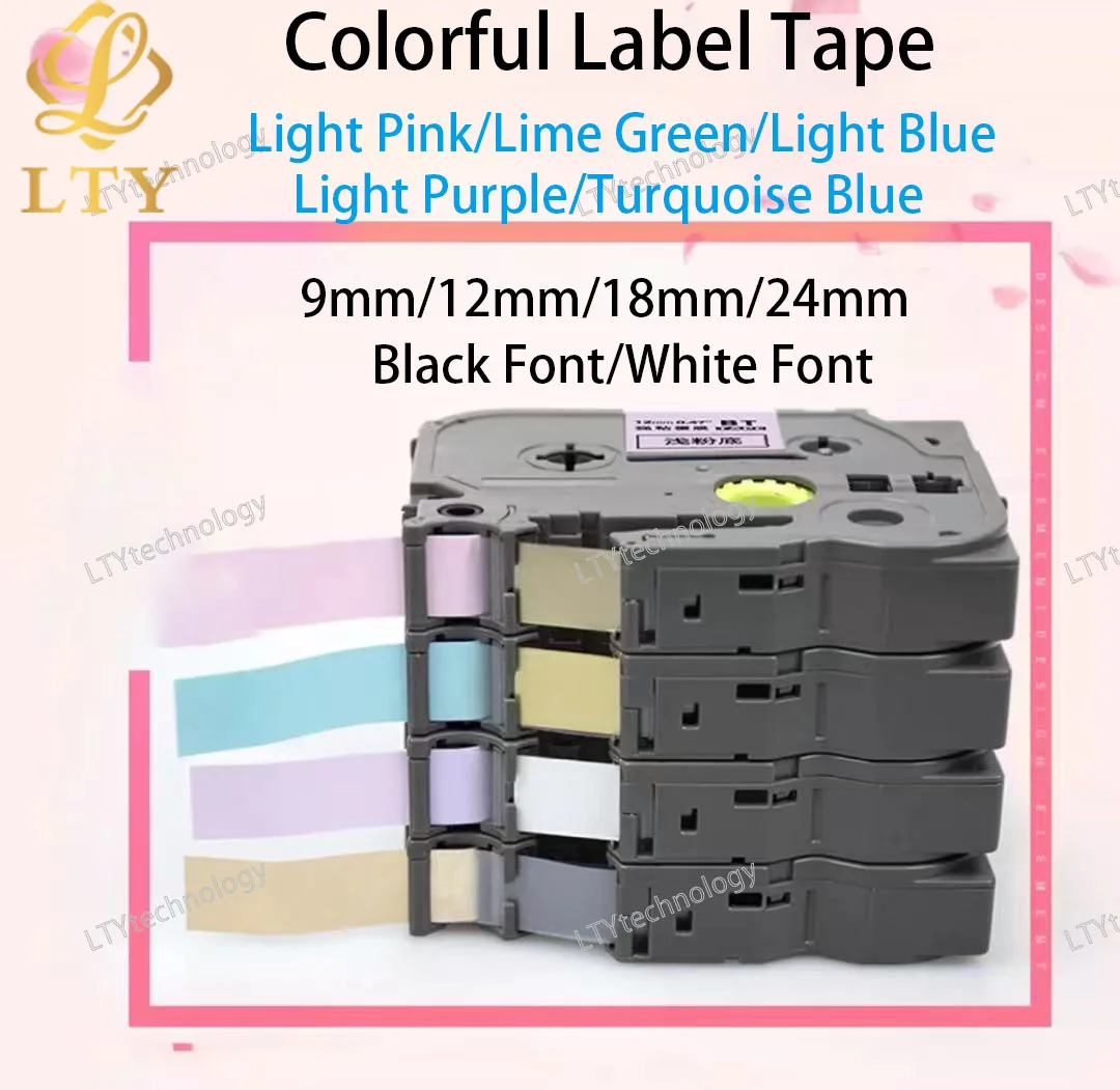 9mm/12mm/18mm/24mm Colorful Label Tape Compatible for Label Maker Laminated Tape for labeler 231 241 251 631 641