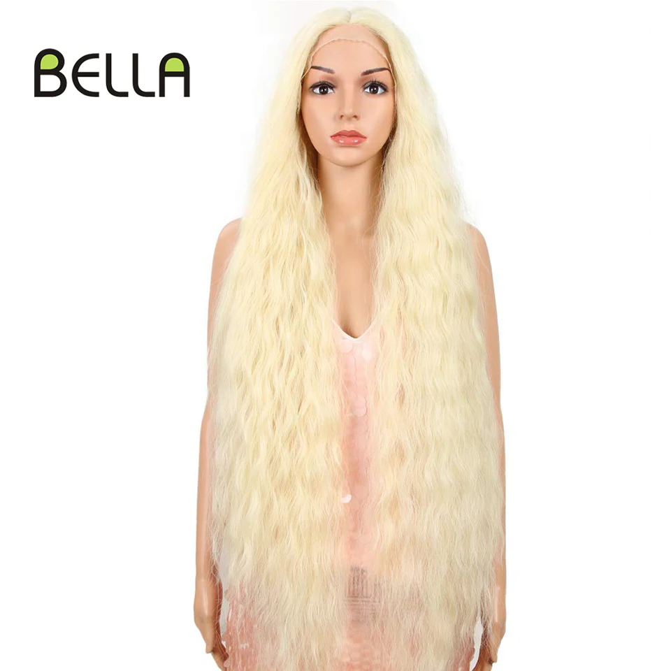 Bella – perruque synthétique bouclée pour femmes, postiche de Cosplay de 42 pouces de Long, Blonde 613, rose, colorée