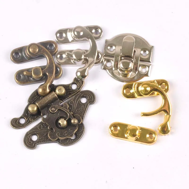 Antique Silver Bronze Vintage Lock Hasp Jewelry Wooden  Box Latch Clasp Purse Locks Furniture Hardware Padlock 5 designs c2148